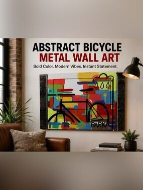 Abstract Bicycle Metal Wall Art Contemporary Home Decor